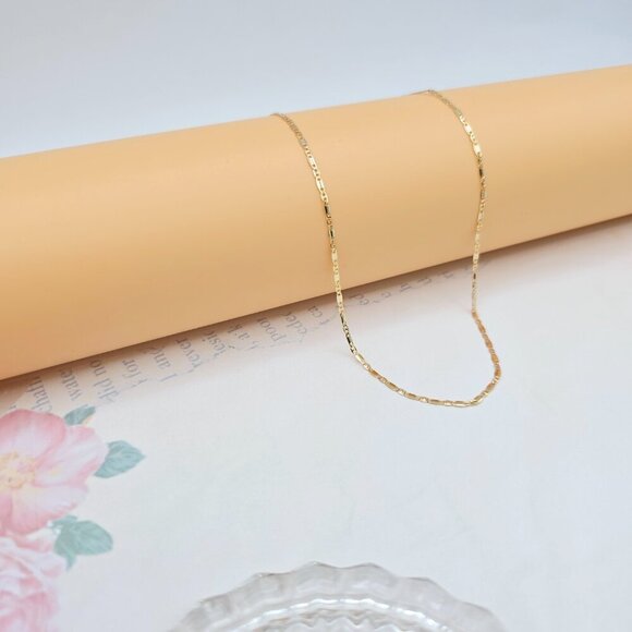 Rose Gold Dainty Box Link Chain Necklace – 45cm / 17.7 Inch Shine, XPNL0023 - Picture 3 of 12